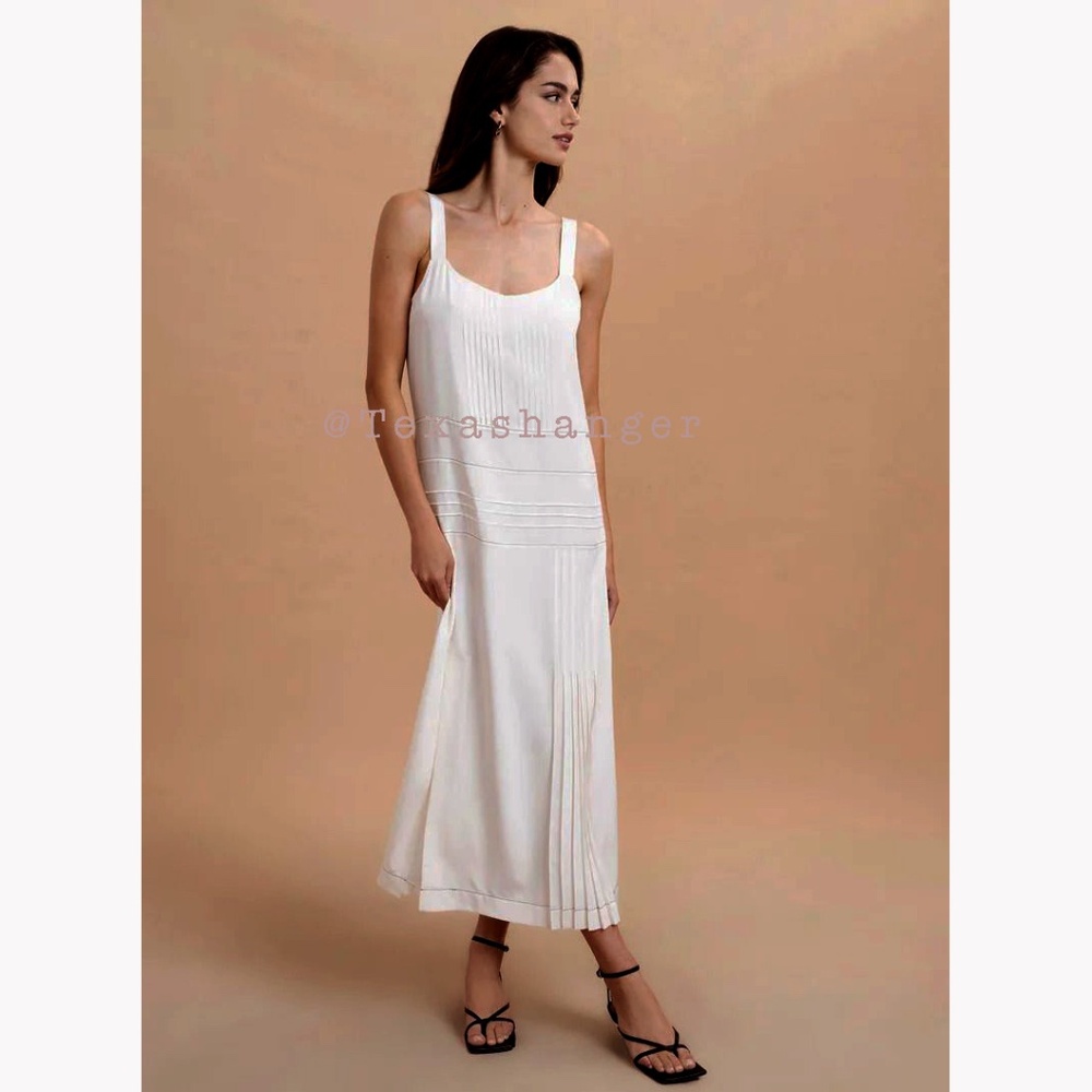 NWT La Ligne Cecily Silk Midi Dress S Small Ivory